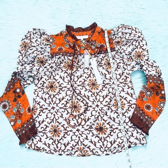 House of Harlow Long Sleeve Puff Shoulder
Blouse Beige Orange - Picture 3 of 5